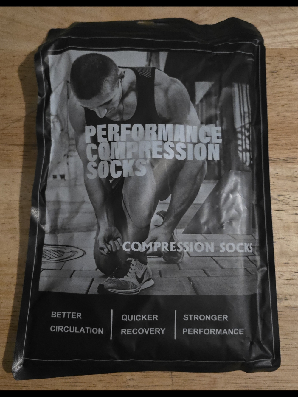 Compression Performance Athletic Socks - Black & Beige (2 pair)